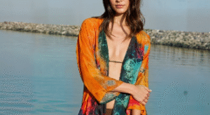 Canvas & Chaos Abstract Print Sheer Short kimono