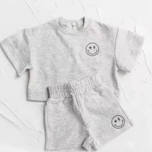 Brighten Up Playtime: The Ultimate Kids Smiley Face Shorts Set for Summer Fun!