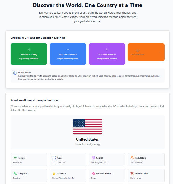 ExploreRandomCountry-Discover Flags, Geography, Culture, and More