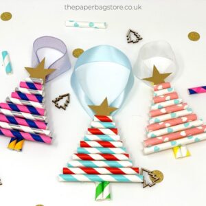 Kids Decorative Paper Straw Christmas Tree Ornaments