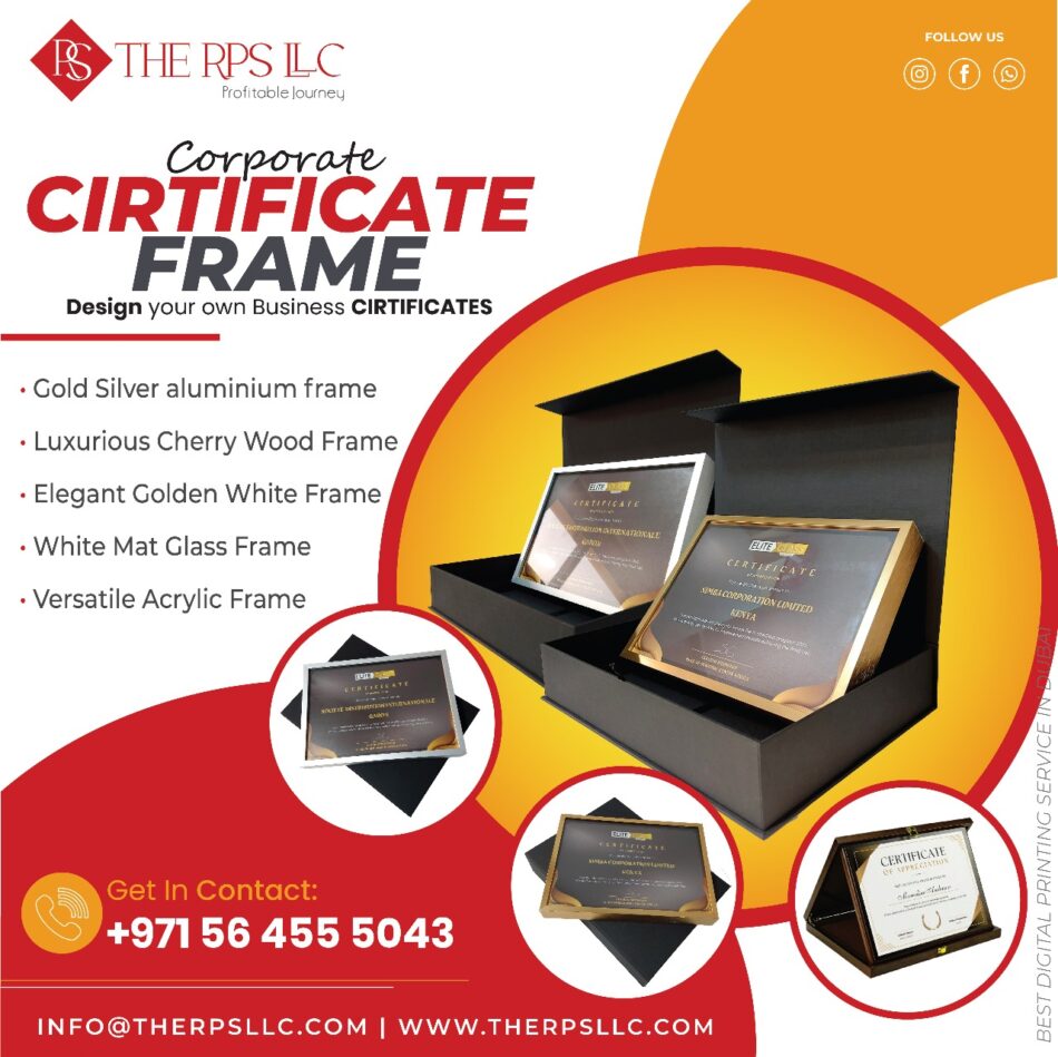 Certificate Printing Dubai – Custom Logos and Branding Available