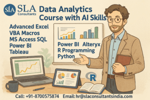 Enroll in Data Analyst Training in Delhi with Excel, VBA, SQL, Power BI, Tableau, Alteryx, R & AI ChatGPT Skills at SLA Consultants India