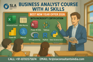 Business Analyst Course in Delhi, 110074. Best “Online Business Analysis Course” in Hyderabad by IIT Faculty , [ 100% Job in MNC] “New Year Offer 2026”, Learn Excel, VBA, MIS, Tableau, Power BI, Python Data Science and KNIMI, Top Training Institute in Delhi NCR – SLA Consultants India,
